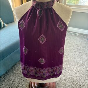 LOFT Shimmer Mosaic Bow Back Top